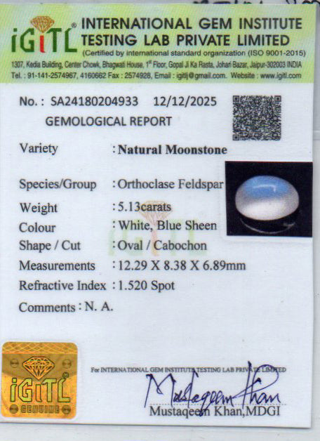 Ceylon Moonstone - 5.13 Carat Rare Quality MS-19138