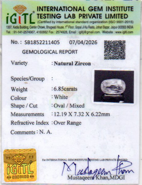 Ceylon Natural Zircon - 6.85 Carat Rare Quality NZ-17192