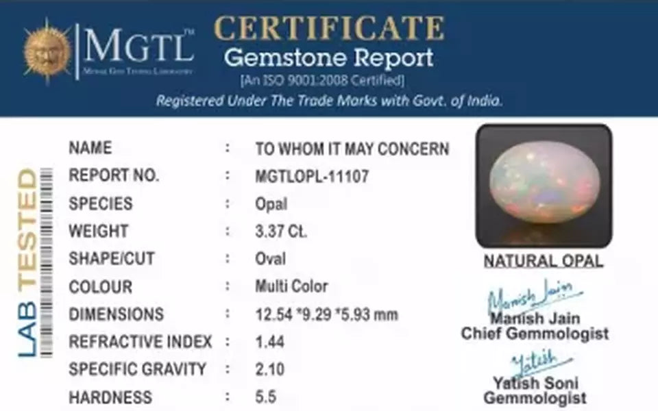 Opal - OPL 11107 (Origin - Ethiopian) Prime - Quality