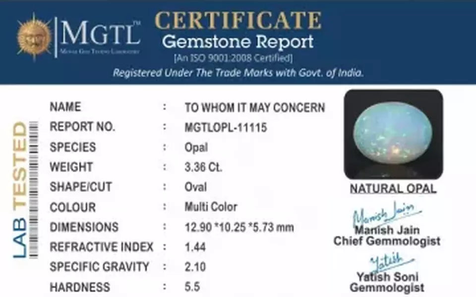 Opal - OPL 11115 (Origin - Ethiopian) Prime - Quality