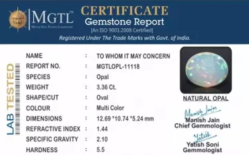 Opal - OPL 11118 (Origin - Ethiopian) Prime - Quality
