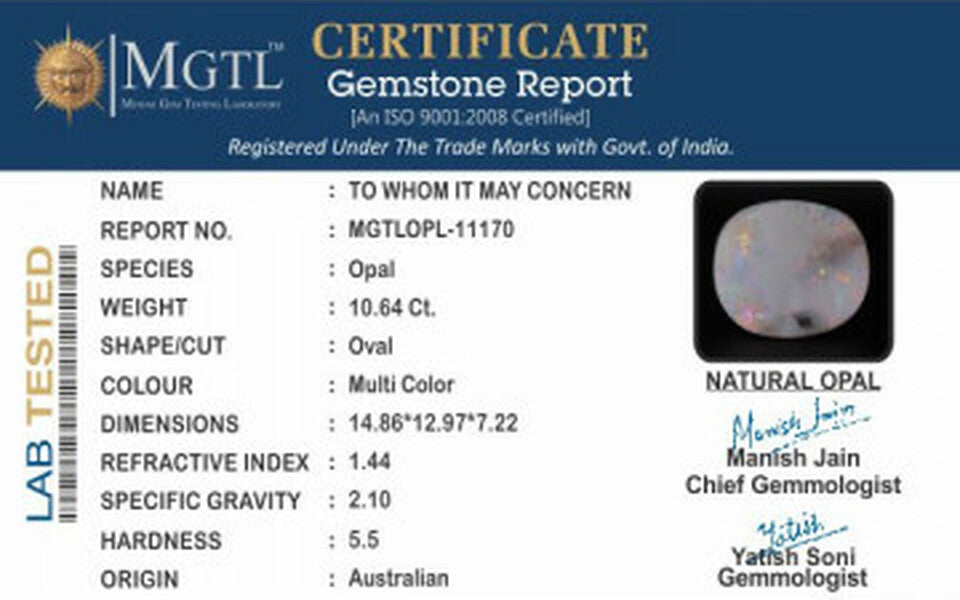 Australian Opal - OPL-11170  Fine-Quality 10.64-Carat