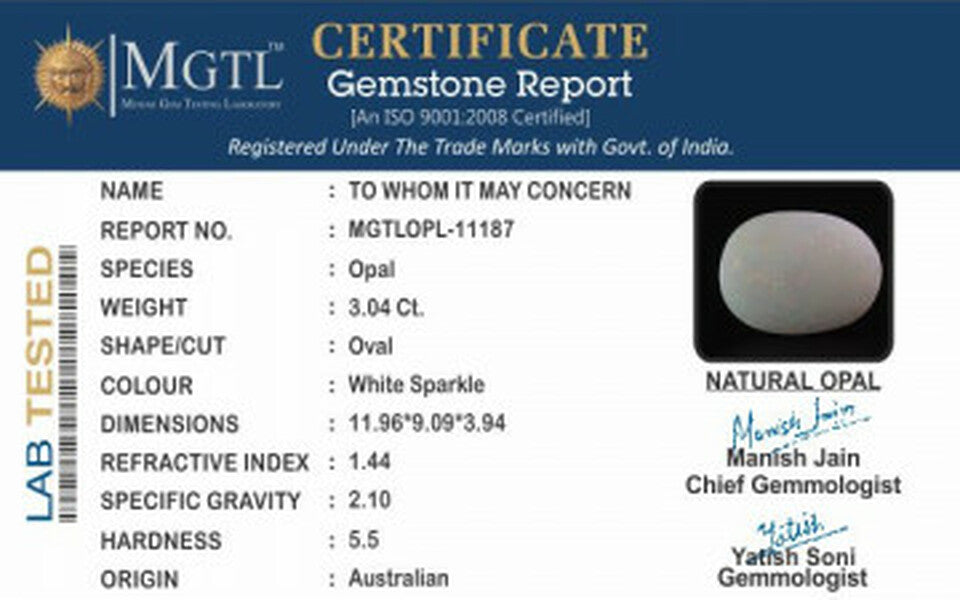 Australian Opal - OPL-11187  Fine-Quality 3.04-Carat
