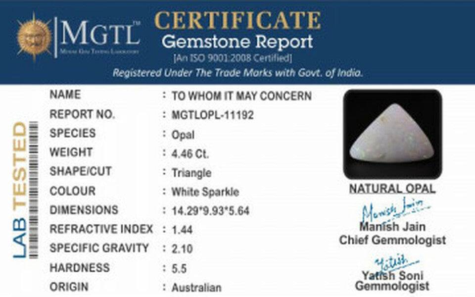 Australian Opal - OPL-11192  Fine-Quality 4.46-Carat
