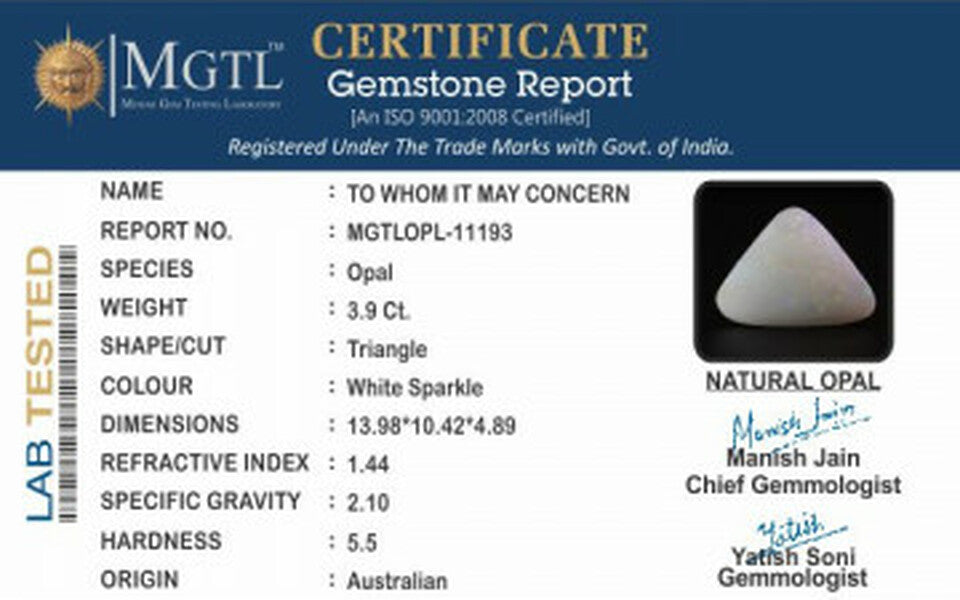 Australian Opal - OPL-11193  Fine-Quality 3.9-Carat