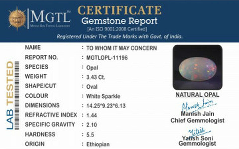Ethiopian Opal - OPL-11196  Limited-Quality 3.43-Carat