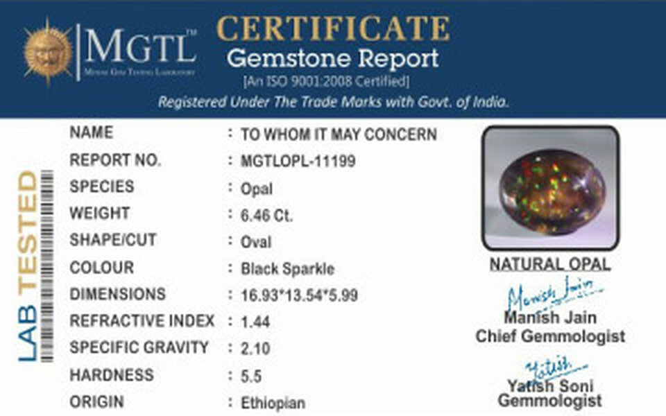 Ethiopian Opal - OPL-11199  Limited-Quality 6.46-Carat