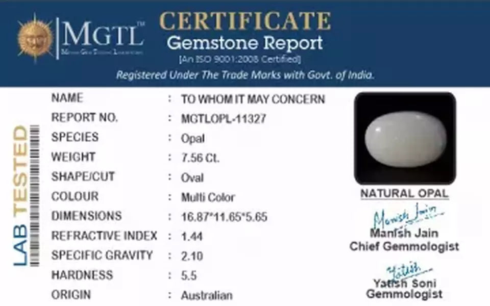 Australian Opal - 7.56 Carat Limited Quality OPL-11327