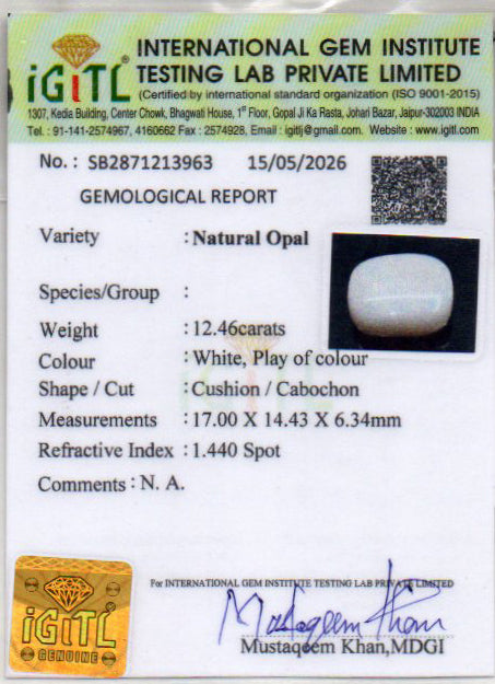 Australian Opal - 12.46 Carat Prime Quality OPL-11525