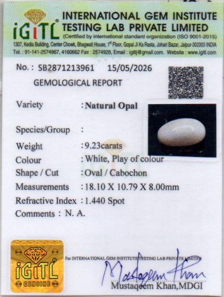 Australian Opal - 9.23 Carat Prime Quality OPL-11533