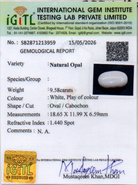 Australian Opal - 9.58 Carat Prime Quality OPL-11535