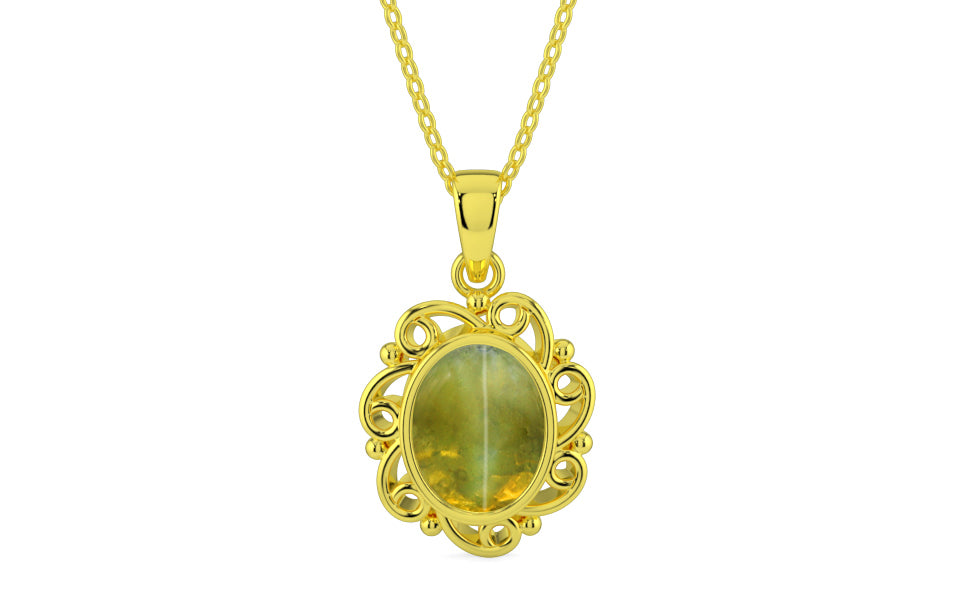 Panchdhatu Cat's Eye Pendant Rare Quality (P5)