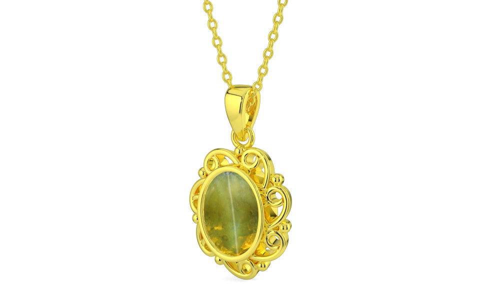 Panchdhatu Cat's Eye Pendant Rare Quality (P5)