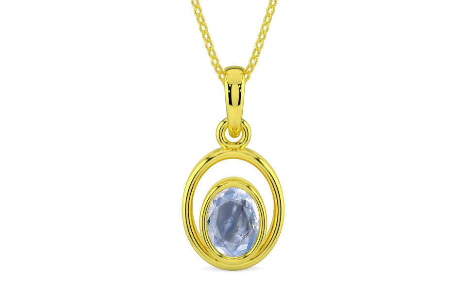 Panchdhatu Ceylon Blue Sapphire Pendant Fine Quality (P12)
