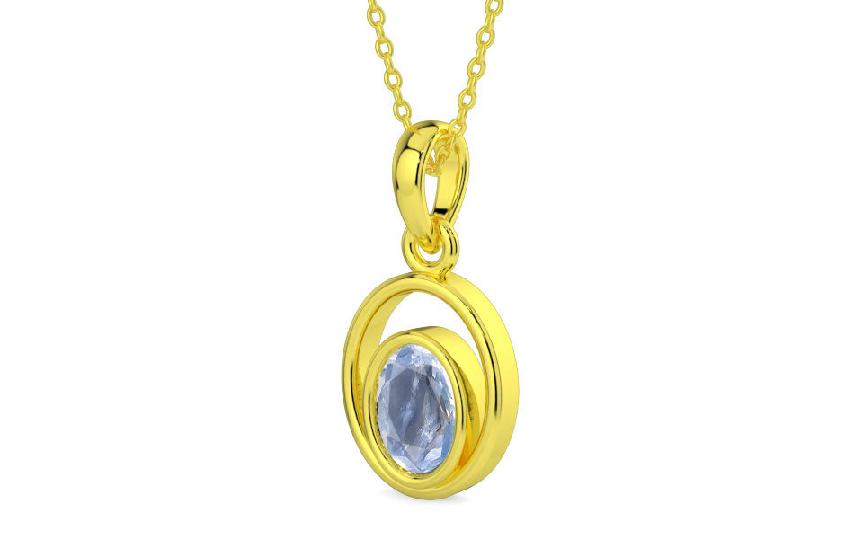 Panchdhatu Ceylon Blue Sapphire Pendant Fine Quality (P12)