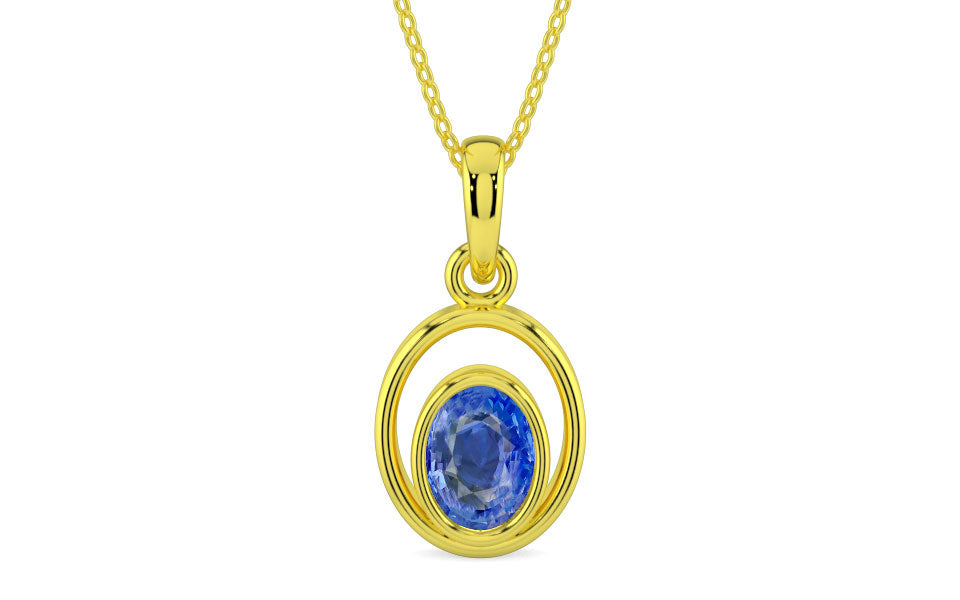 Panchdhatu Ceylon Blue Sapphire Pendant Limited Quality (P12)