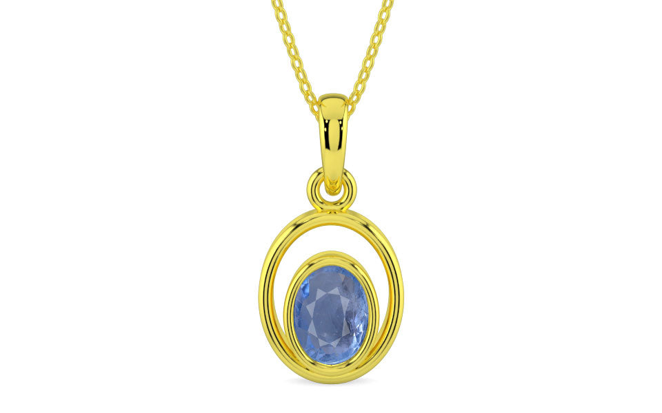 Panchdhatu Ceylon Blue Sapphire Pendant Prime Quality (P12)