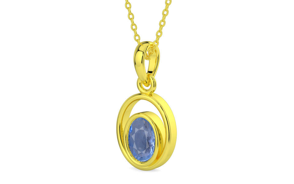 Panchdhatu Ceylon Blue Sapphire Pendant Prime Quality (P12)