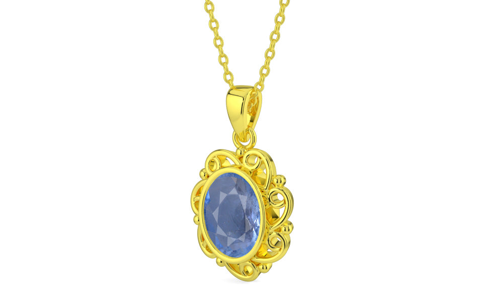 Panchdhatu Ceylon Blue Sapphire Pendant Prime Quality (P5)