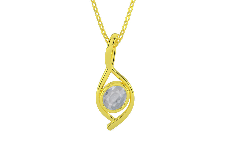 Panchdhatu Ceylon White Sapphire Pendant Fine Quality (P1)