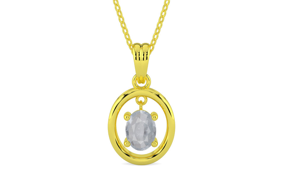 Panchdhatu Ceylon White Sapphire Pendant Fine Quality (P2)