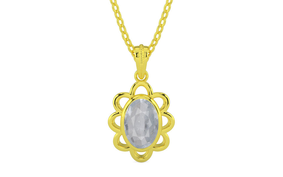 Panchdhatu Ceylon White Sapphire Pendant Fine Quality (P3)