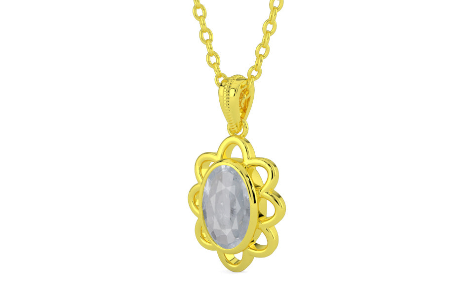 Panchdhatu Ceylon White Sapphire Pendant Fine Quality (P3)