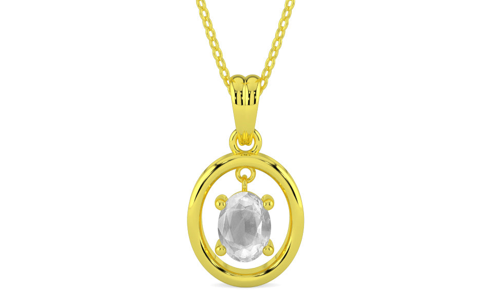 Panchdhatu Ceylon White Sapphire Pendant Limited Quality (P2)