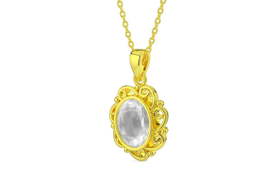 Panchdhatu Ceylon White Sapphire Pendant Limited Quality (P5)
