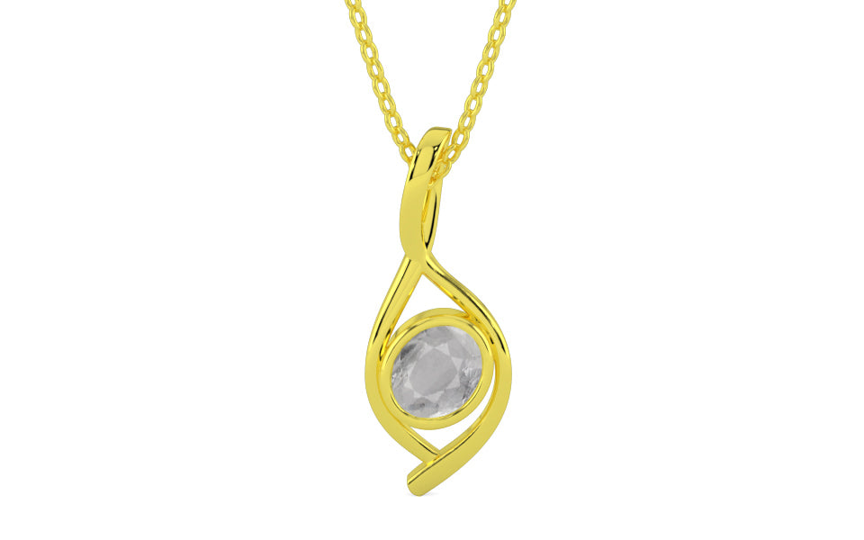 Panchdhatu Ceylon White Sapphire Pendant Prime Quality (P1)