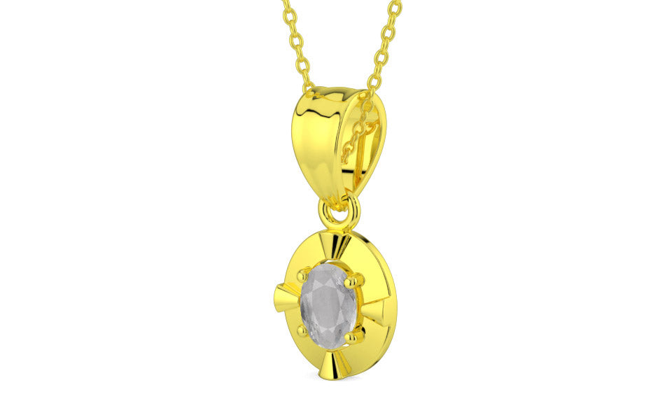 Panchdhatu Ceylon White Sapphire Pendant Prime Quality (P11)