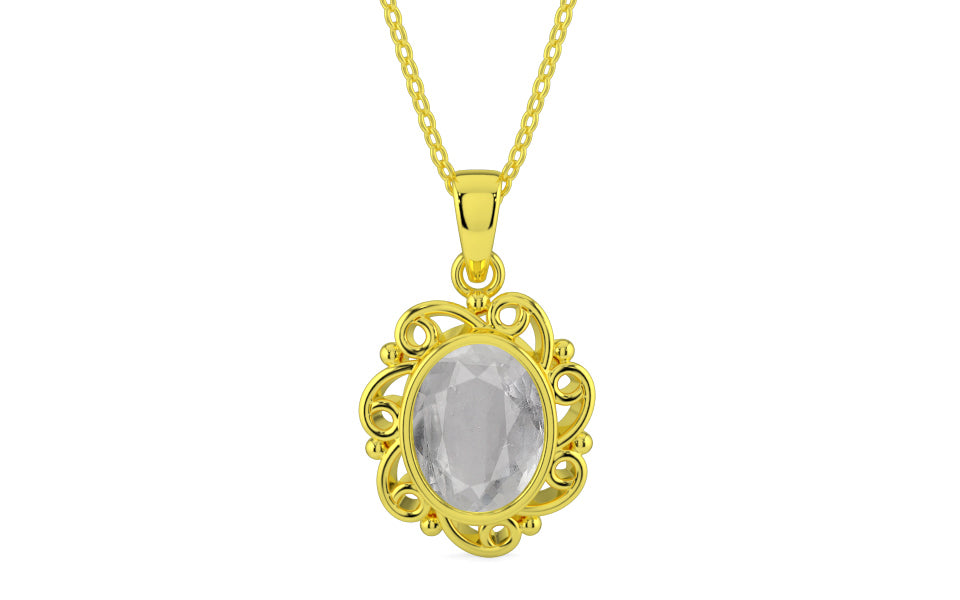 Panchdhatu Ceylon White Sapphire Pendant Prime Quality (P5)