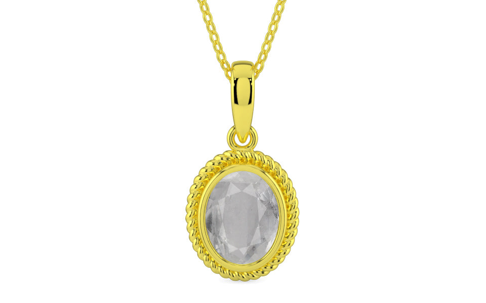 Panchdhatu Ceylon White Sapphire Pendant Prime Quality (P7)