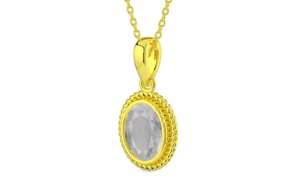 Panchdhatu Ceylon White Sapphire Pendant Prime Quality (P7)