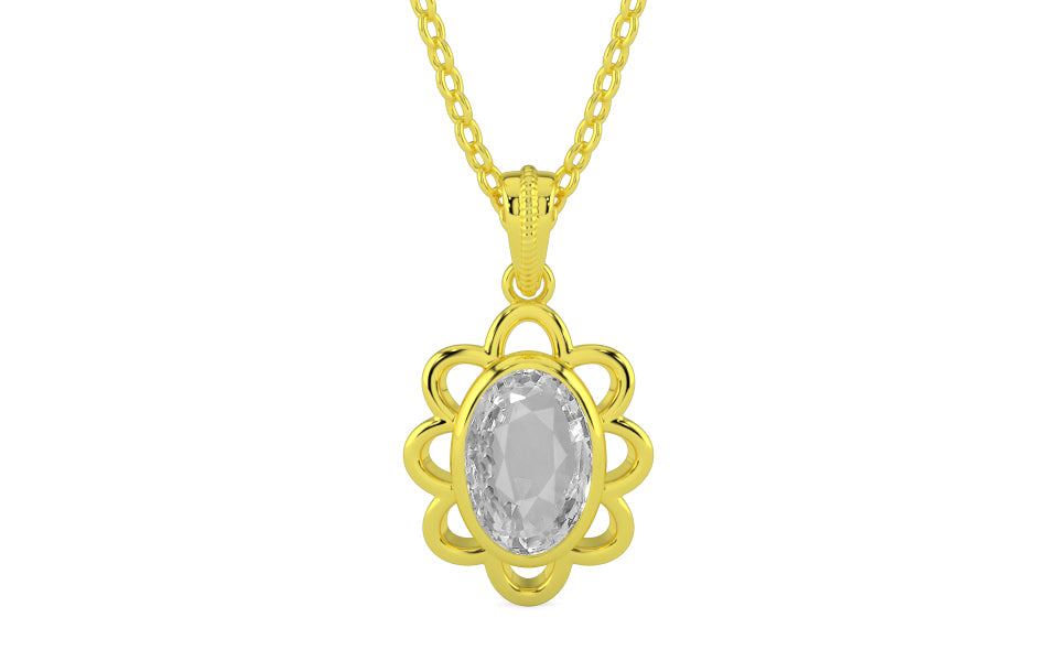 Panchdhatu Ceylon White Sapphire Pendant Rare Quality (P3)
