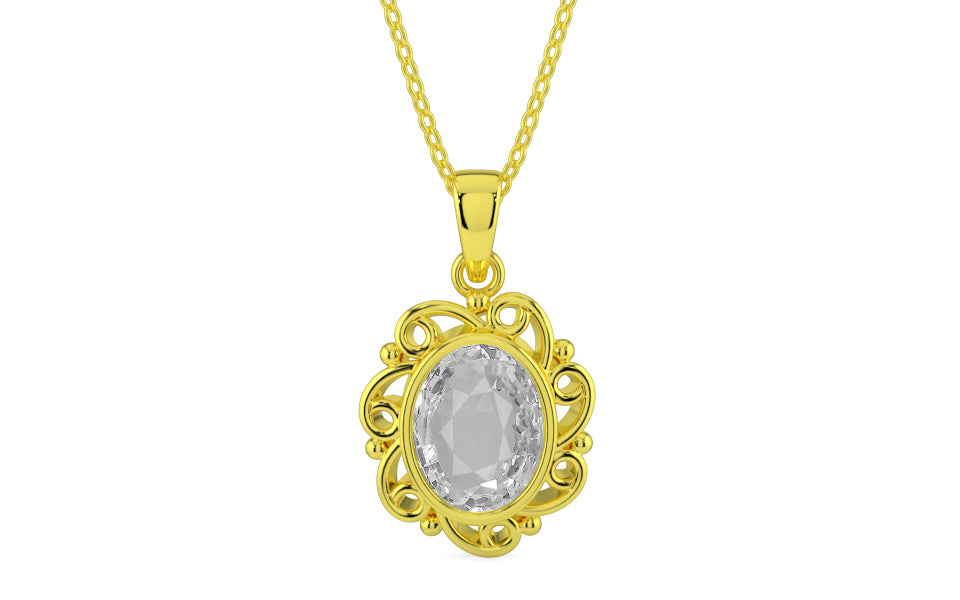 Panchdhatu Ceylon White Sapphire Pendant Rare Quality (P5)