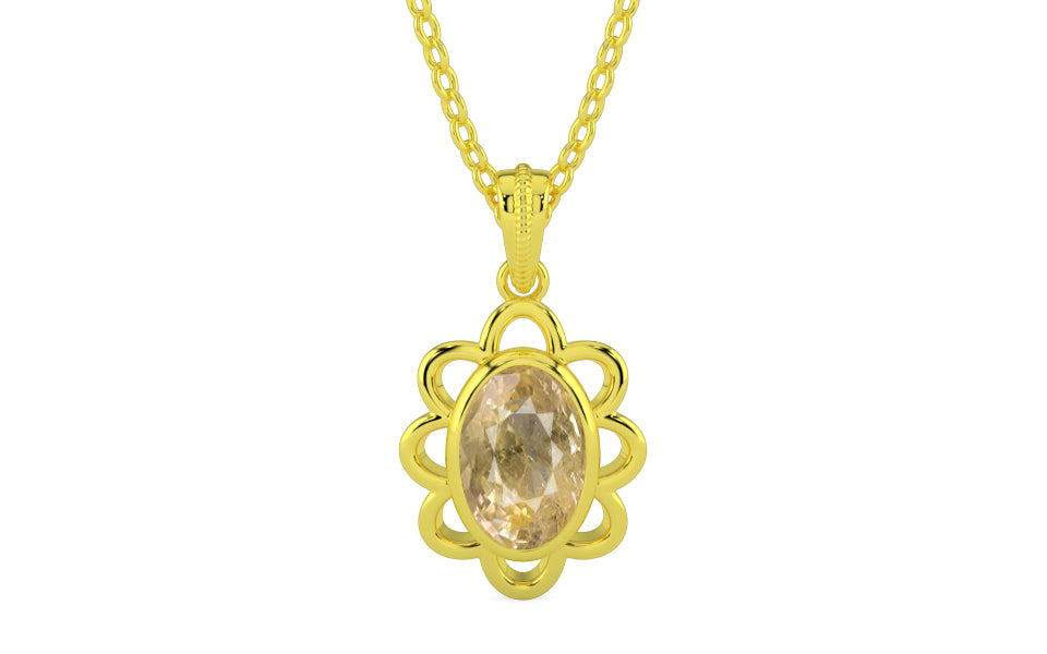 Panchdhatu Ceylon Yellow Sapphire Pendant Fine Quality (P3)