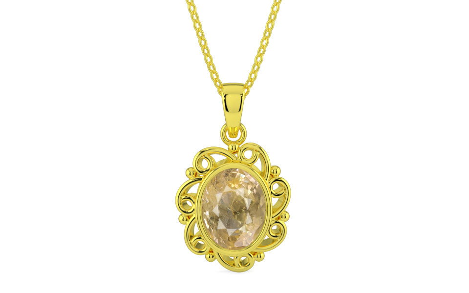 Panchdhatu Ceylon Yellow Sapphire Pendant Fine Quality (P5)