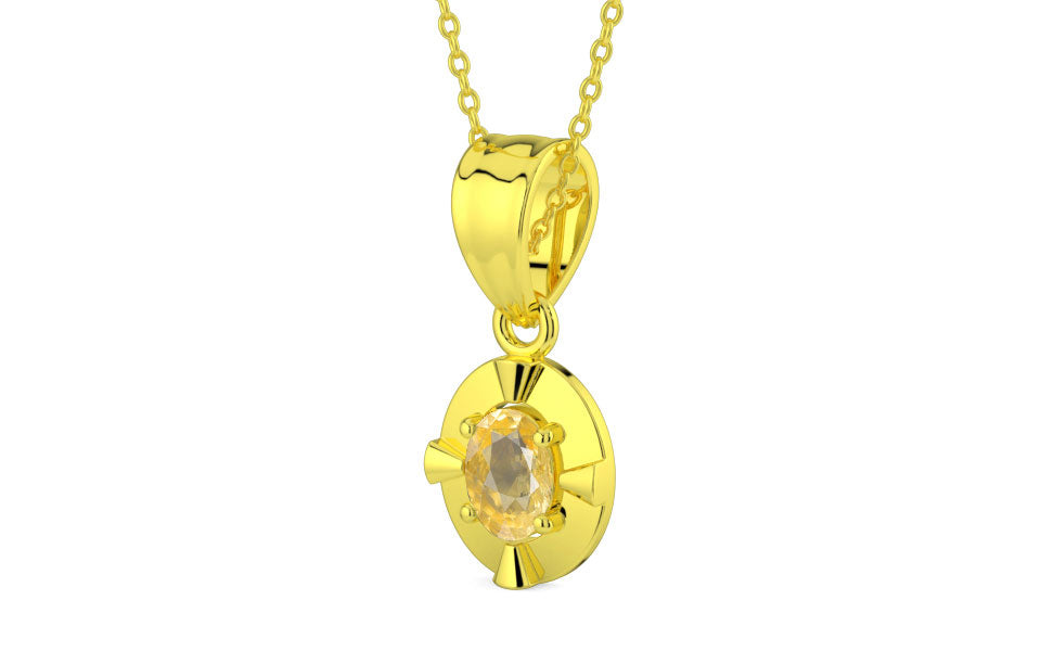 Panchdhatu Ceylon Yellow Sapphire Pendant Prime Quality (P11)