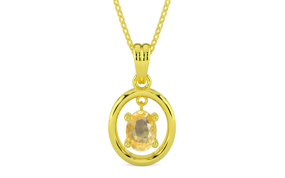 Panchdhatu Ceylon Yellow Sapphire Pendant Prime Quality (P2)