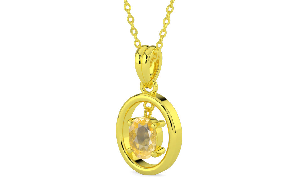 Panchdhatu Ceylon Yellow Sapphire Pendant Prime Quality (P2)