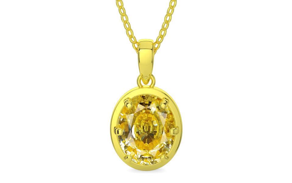 Panchdhatu Ceylon Yellow Sapphire Pendant Rare Quality (P8)