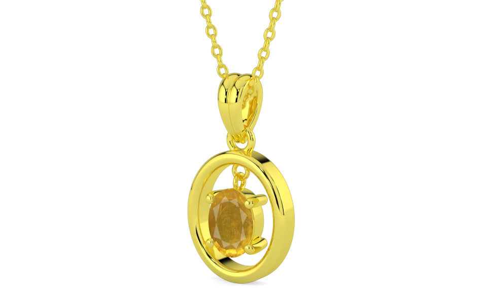 Panchdhatu Thailand Yellow Sapphire Pendant Prime Quality (P2)