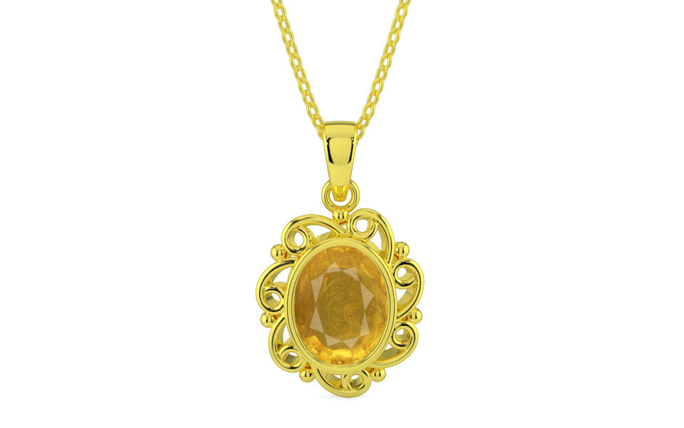 Panchdhatu Thailand Yellow Sapphire Pendant Prime Quality (P5)