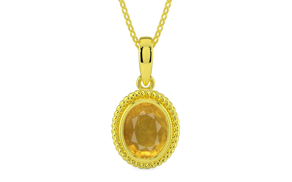 Panchdhatu Thailand Yellow Sapphire Pendant Prime Quality (P7)