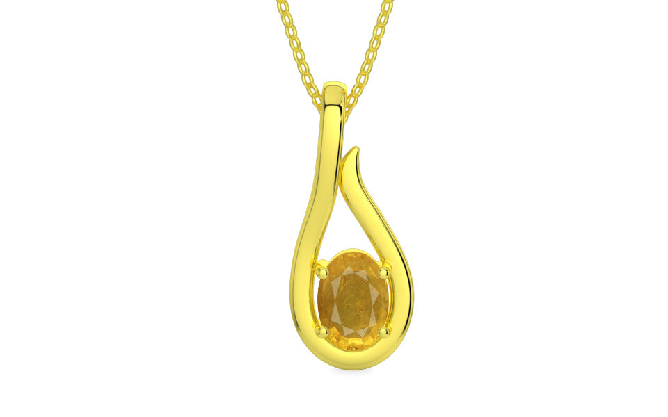 Panchdhatu Thailand Yellow Sapphire Pendant Prime Quality (P9)