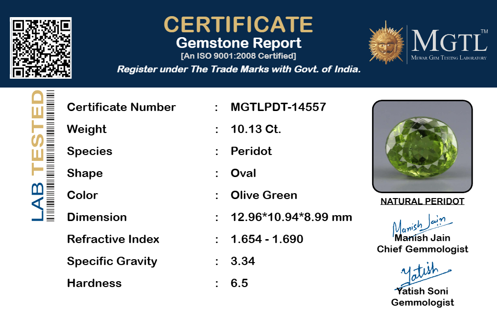 Peridot - 10.13 Carat Prime Quality PDT-14557