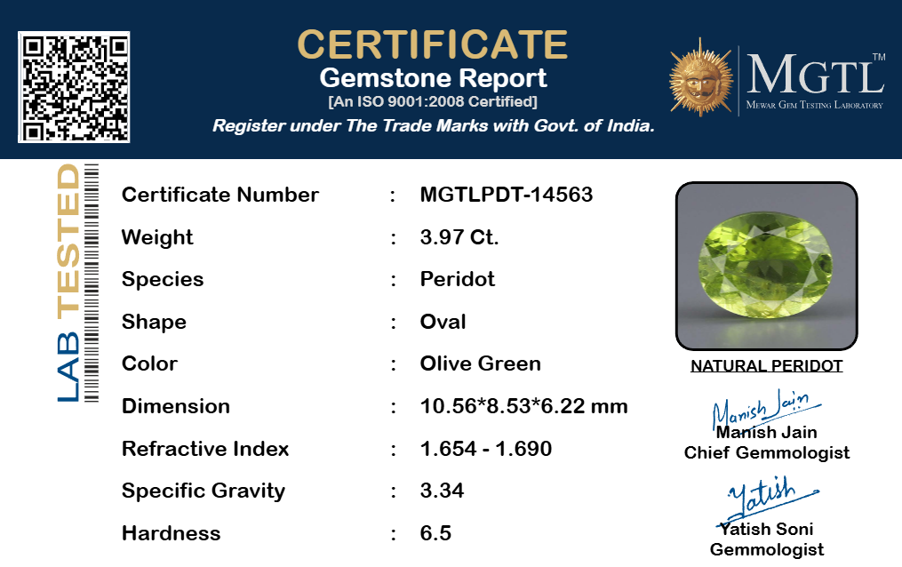 Peridot - 3.97 Carat Prime Quality PDT-14563