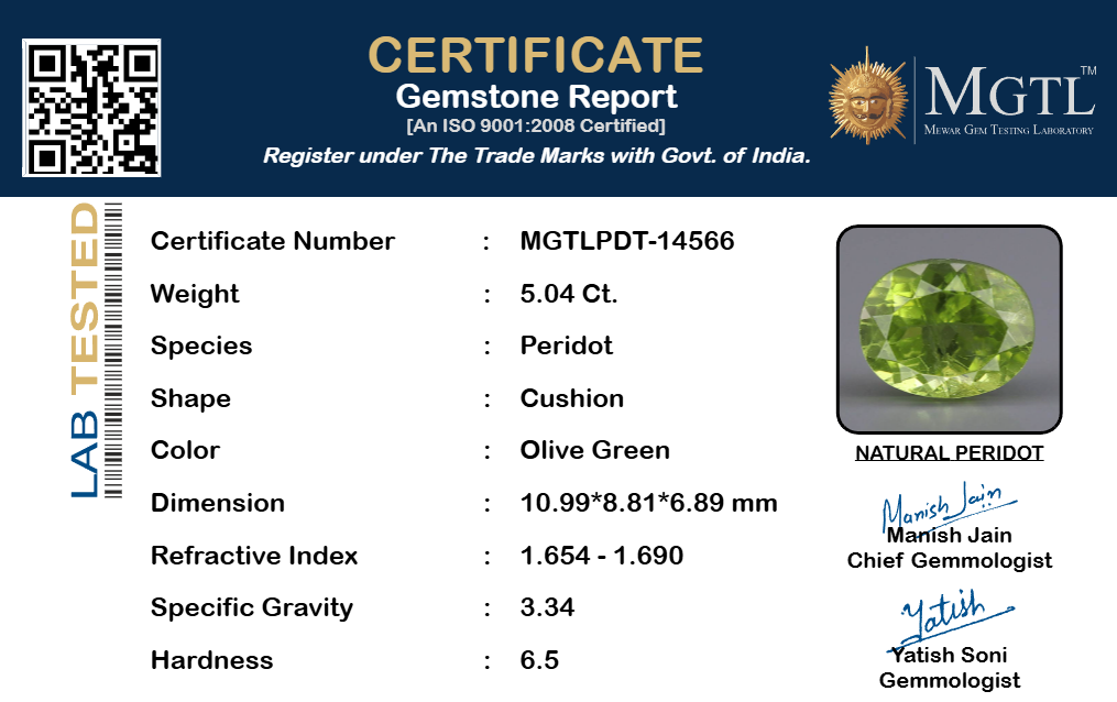 Peridot - 5.04 Carat Prime Quality PDT-14566