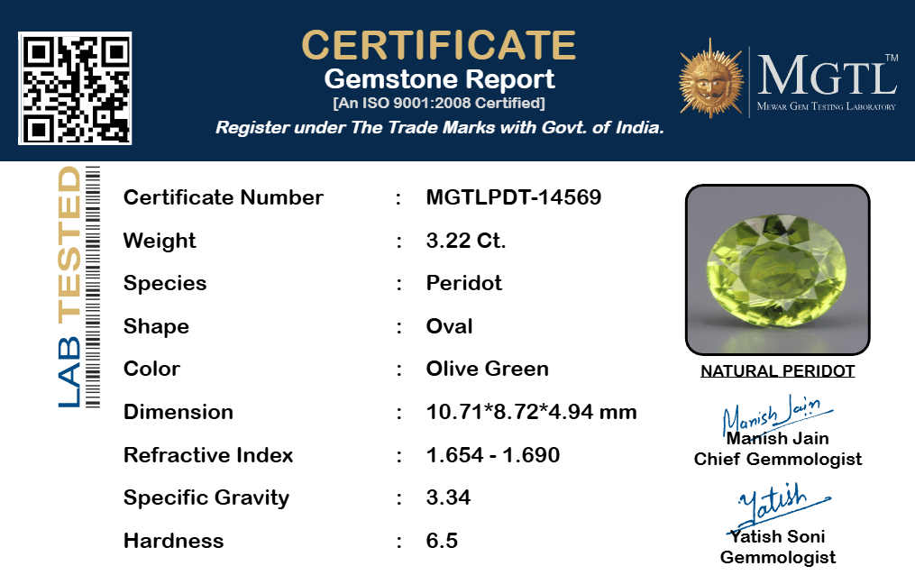 Peridot - 3.22 Carat Limited Quality PDT-14569